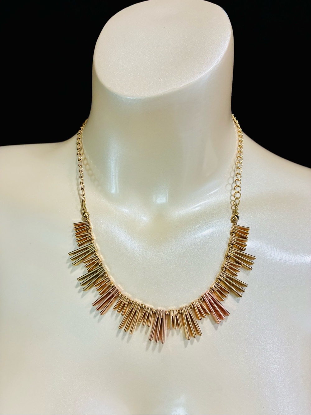 Gold Spike Fringe Necklace - Elegant Women's Jewelry Boho Festival